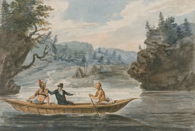 Two Indians and a White Man in a Canoe by Pavel Petrovich Svinin